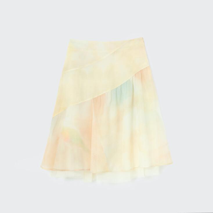 SHEER GATHERED MIDI SKIRT zinlloi X CSMS (PARROT)