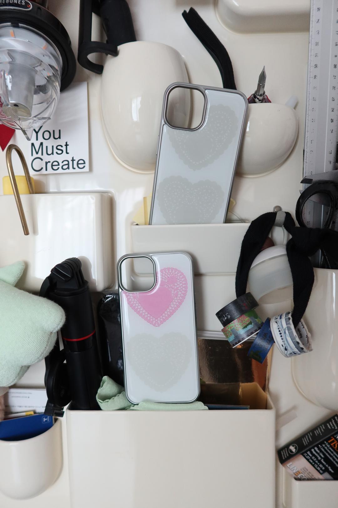 Heart doliy silver epoxy case