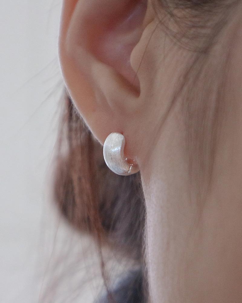 [무배] 실버925 샌드 무광 유광 볼륨 원터치 미니 링 귀걸이 2type