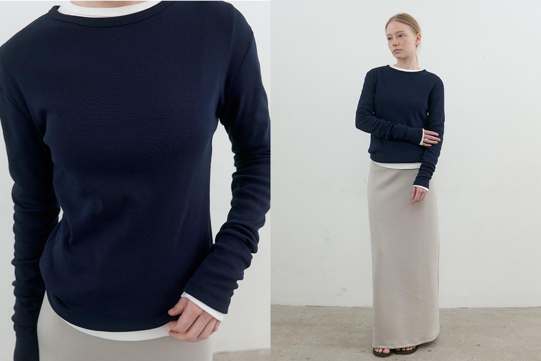 Essential cotton long sleeve (navy)
