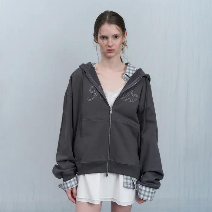 [4th] Dancer stich hoody zip-up - charcoal