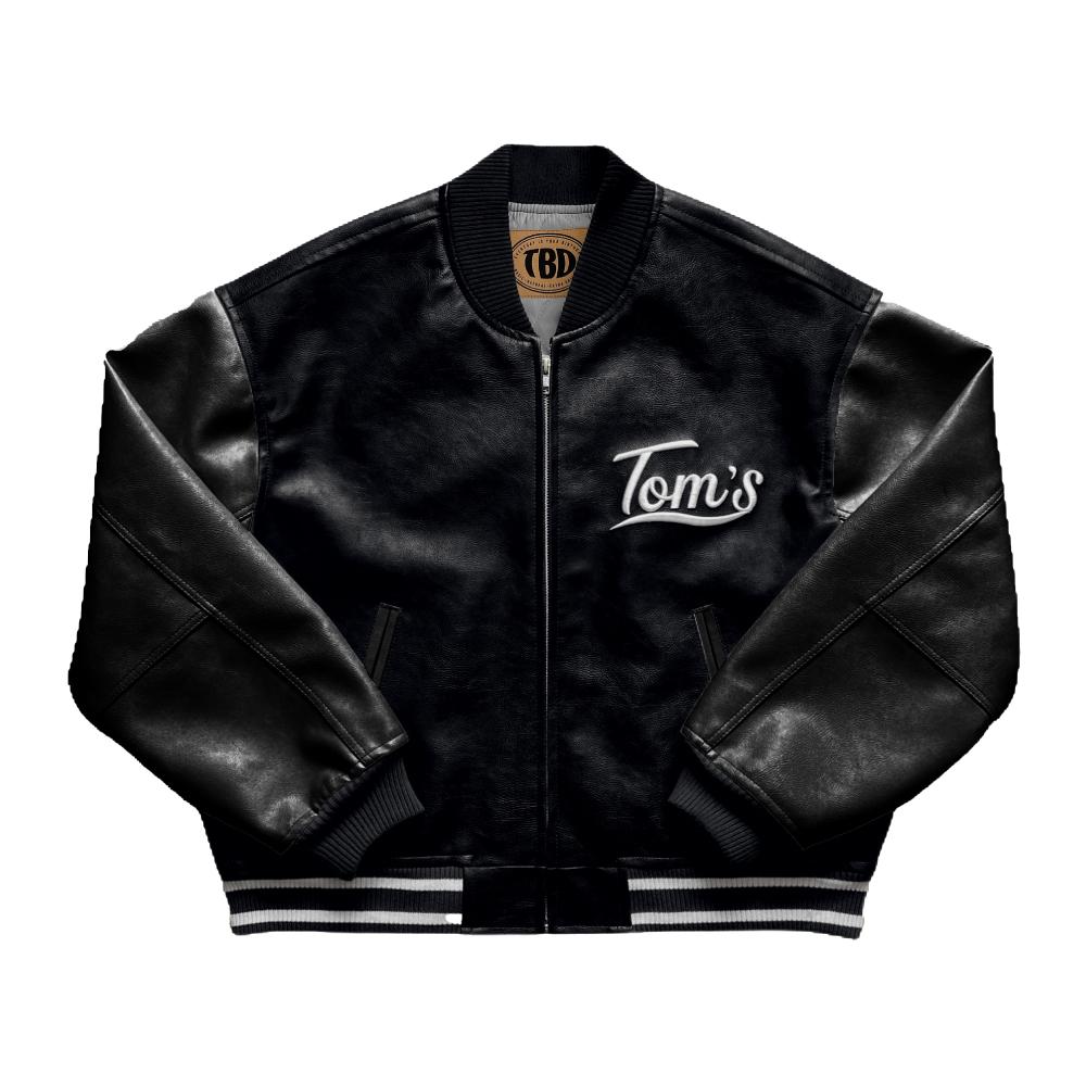 [SHINSEGAE X TBD] VARCITY BOMBER JACKET ALL BLACK 톰스벌스데이 봄버 바시티 자켓 올블랙