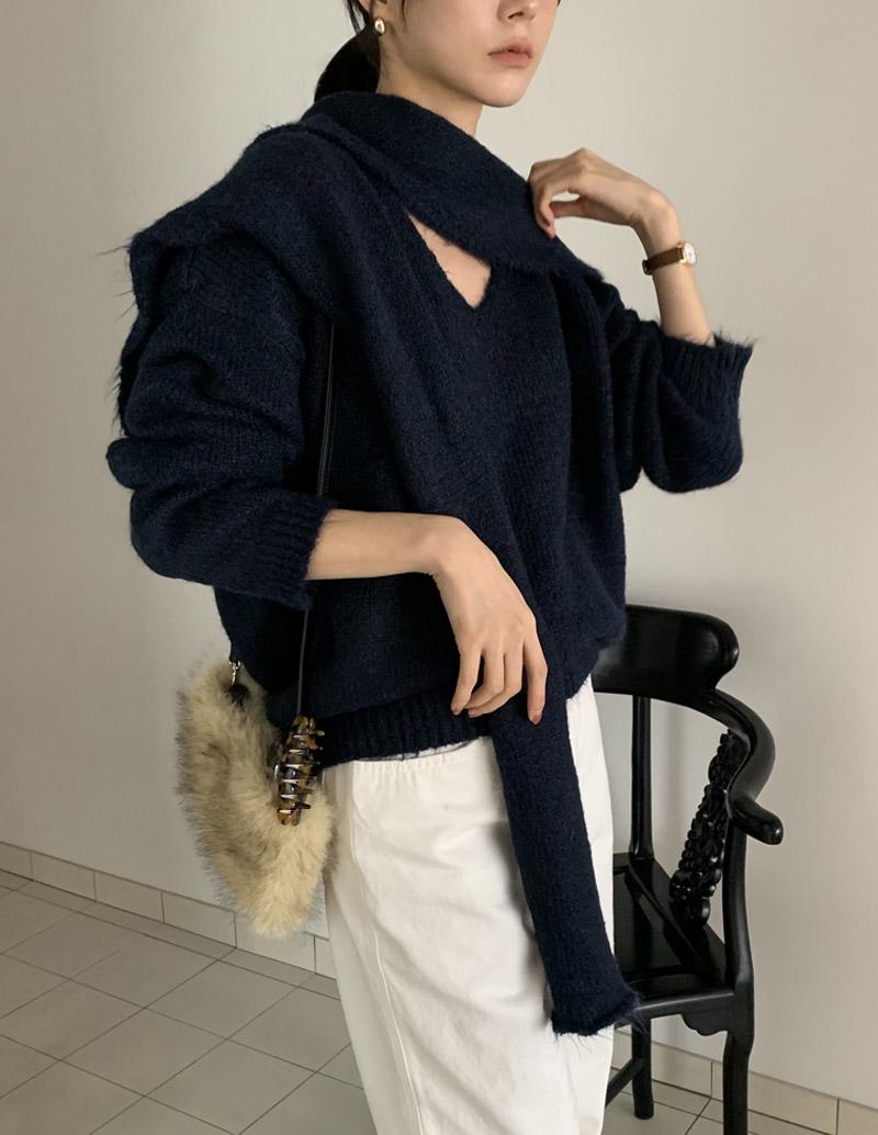 가내스라 디셈버 숄 니트 세트 (3color)