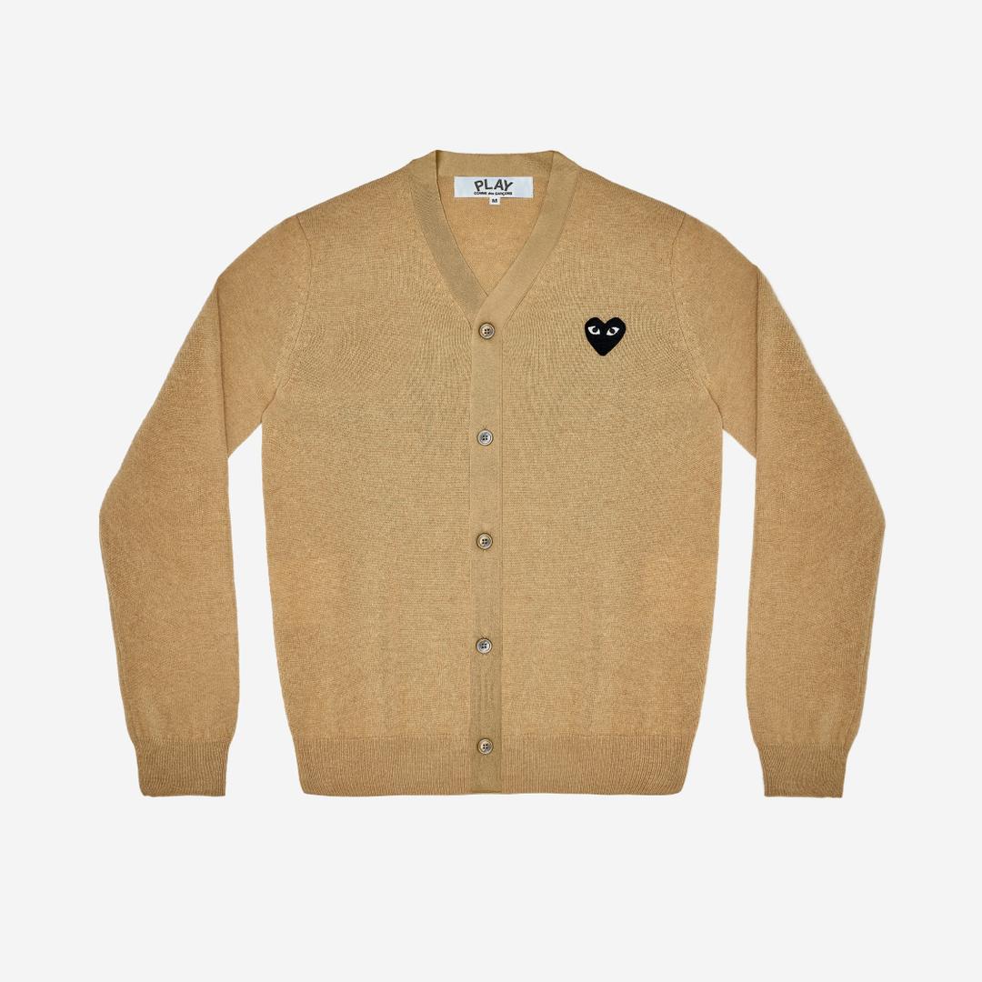 Play Comme des Garcons Black Heart Knit Cardigan Beige