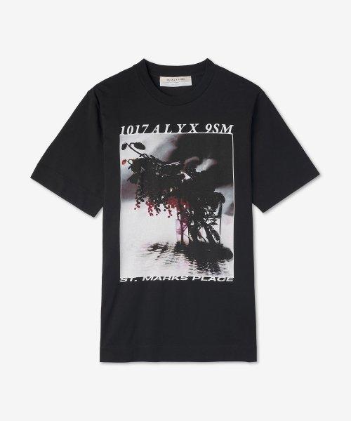 로고 그래픽 프린트 반소매 티셔츠 - 블랙 / AAUTS0384FA02BLK0001