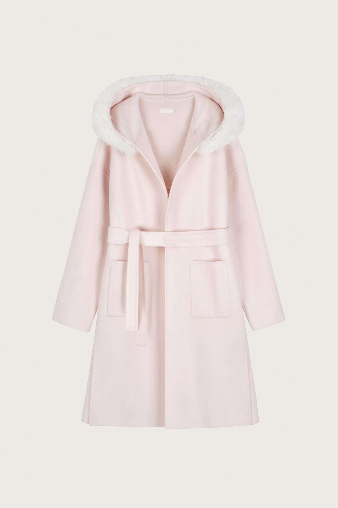 Lilac merino wool coat, Soft pink