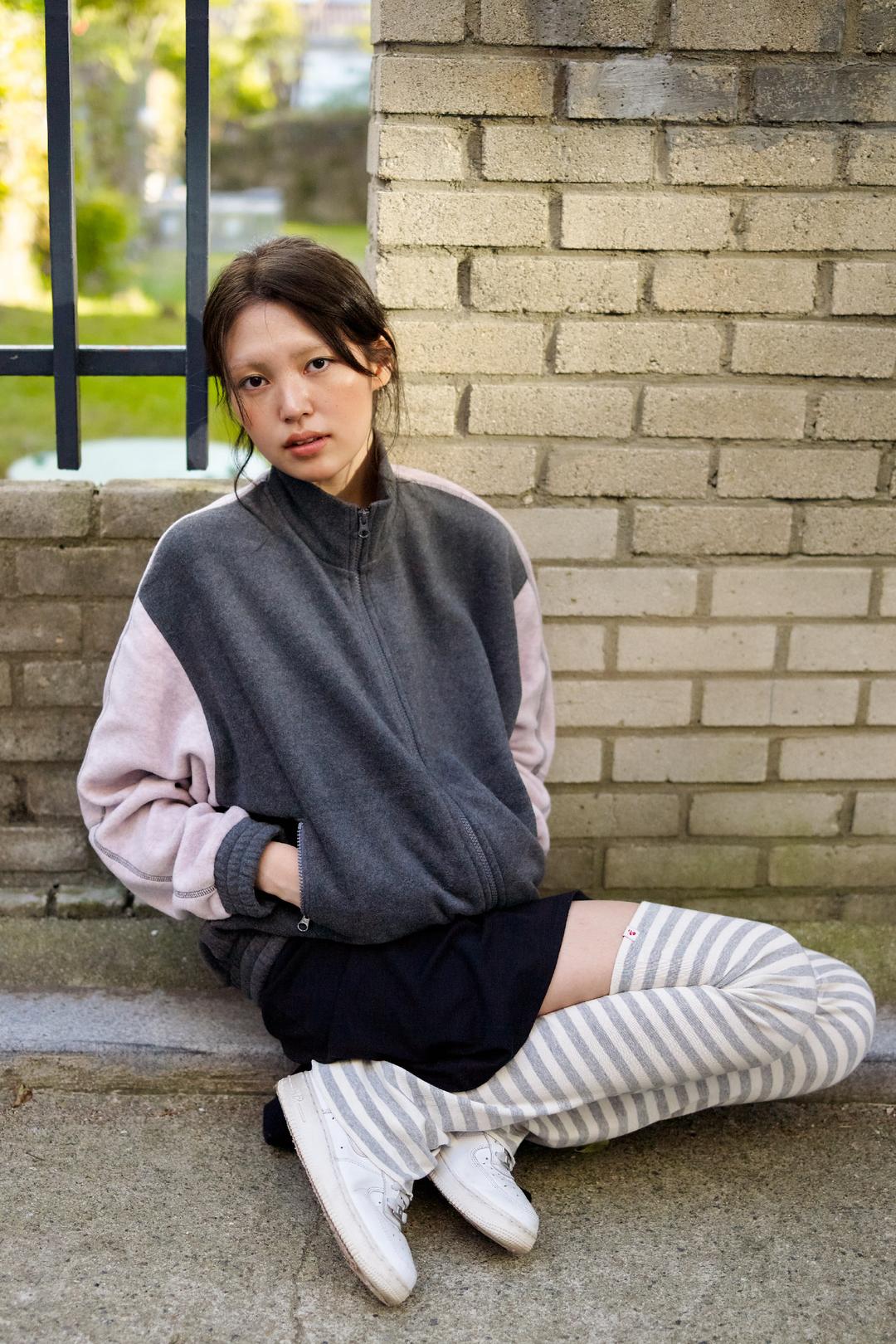 Leg warmer Full length _ Grey Stripe