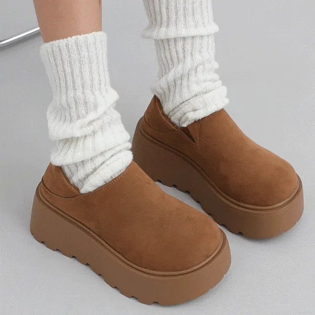 ⚡당일출고⚡2way 접어신는 스웨이드 뽀글이 양털 클로그 트임 밴딩 통굽 블로퍼 로퍼 단화 어그 신발 투웨이 플랫폼 방한 겨울 윈터 바부슈 L-12128/12099