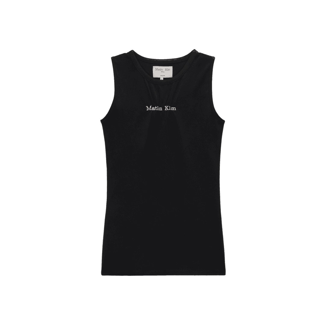 (W) Matin Kim Matin Logo Shirring Sleeveless Black