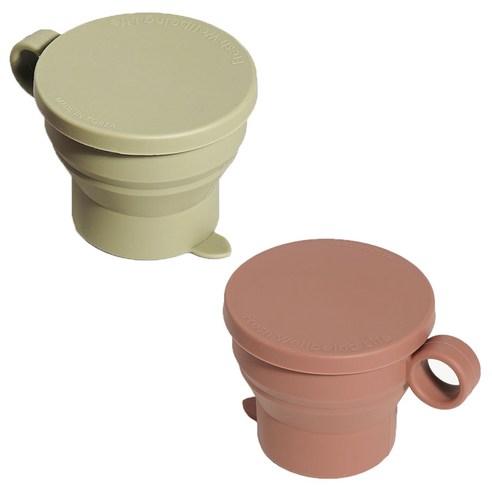 비비또 실리콘 등산컵 160ml 캠핑용 머그 (뚜껑포함) 2개, 올리브그레이+핑크브..., 1세트 - 컵 | 쿠팡