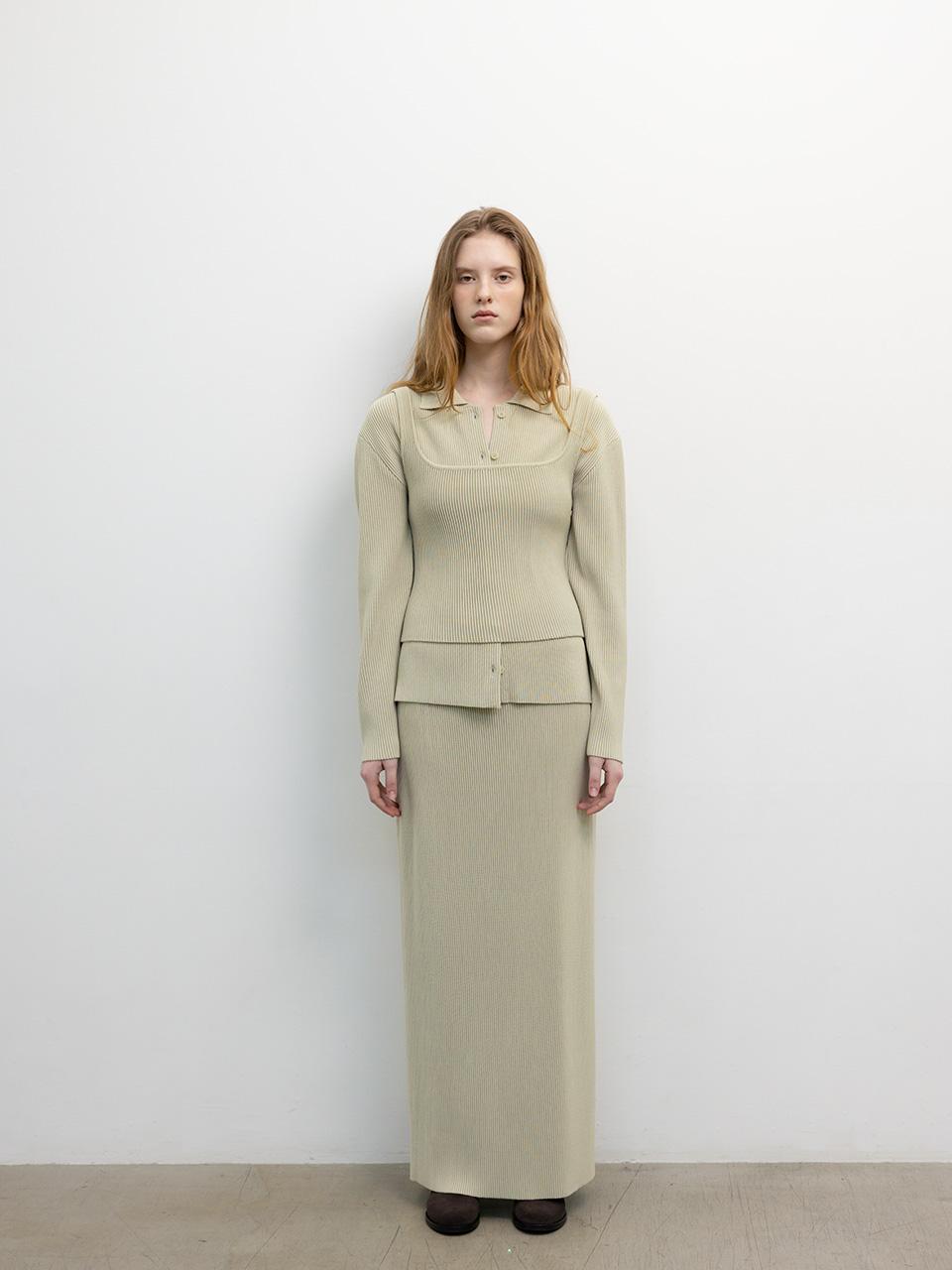 HIGH TWIST RIBBED KNIT SQUARE TOP [MINT]