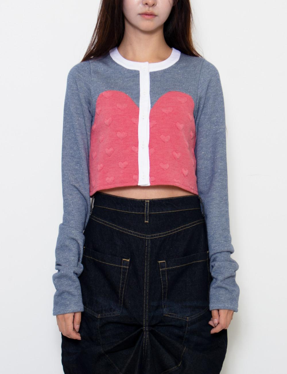 MICRO CARDI_RED DENIM