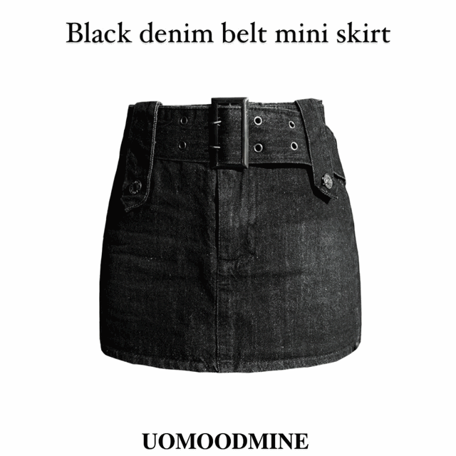 ❤️‍🔥당일발송❤️‍🔥 unique black denim belt set mini skirt / y2k 유니크 빈티지 스트릿 흑청 하이틴 로우라이즈 벨트 세트 치마 미니 스커트