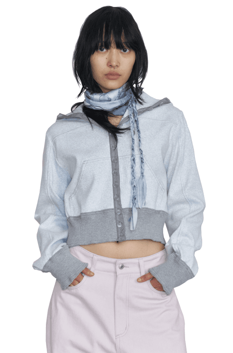 Doily Print Print Head Scarf, Smoke