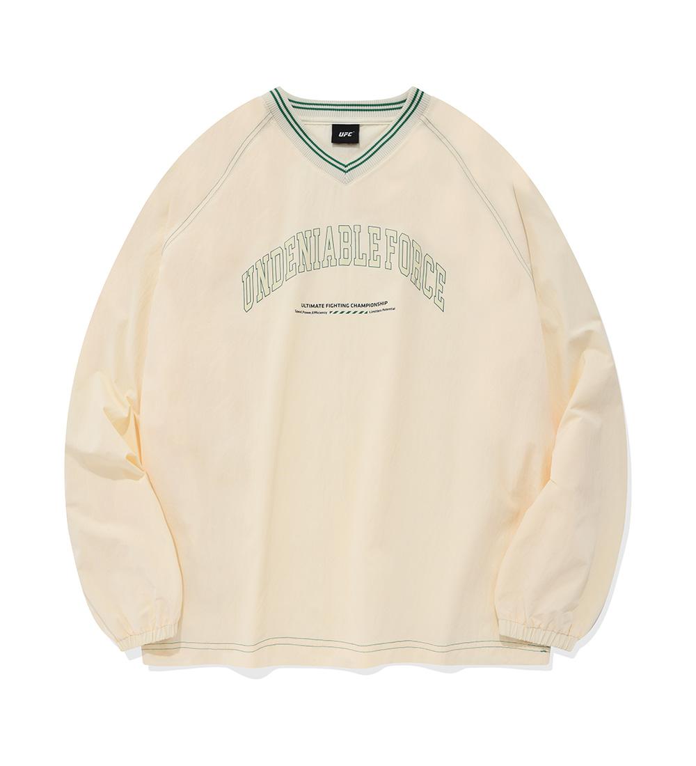 UFC 아치 로고 릴렉스핏 우븐 브이넥 맨투맨 아이보리 U2LST3331IV
