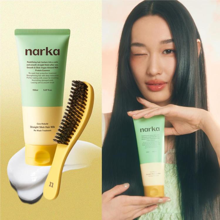[나르카] 나르카 슬릭 헤어 퍼펙션 세트 (헤어밀크150+브러쉬+헤어팩 20ml)