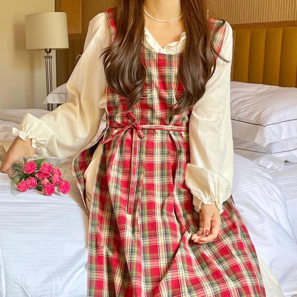 아미앙스 원피스 린넨 앞치마 카페 예쁜 바리스타 주름 어린이집 플로리스트 에이프런