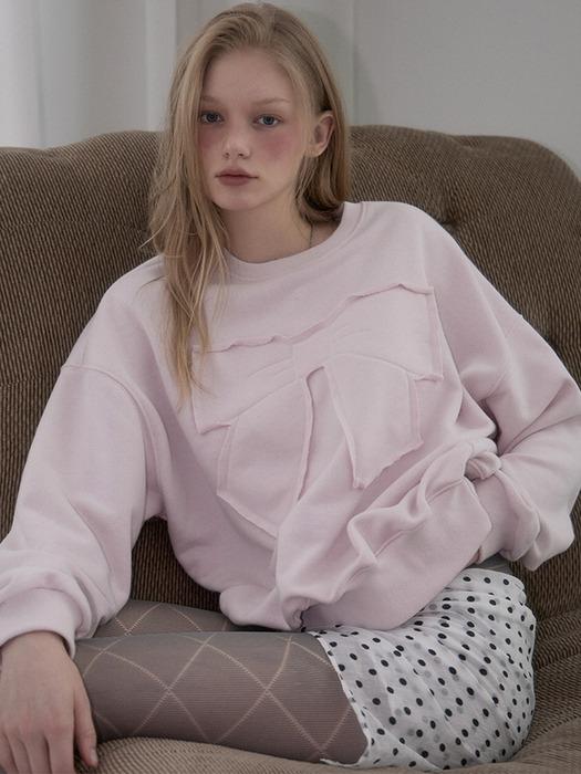 Patch Ribbon Sweatshirt [Light Pink]
