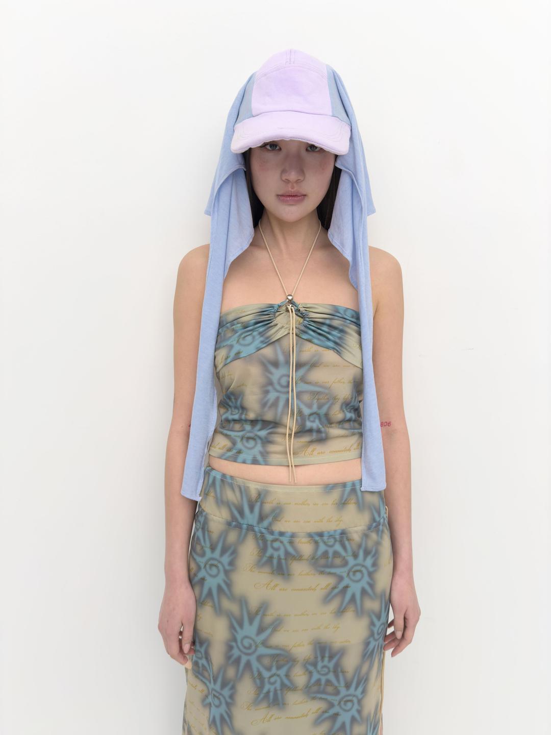 Mural mesh halter neck top Sand