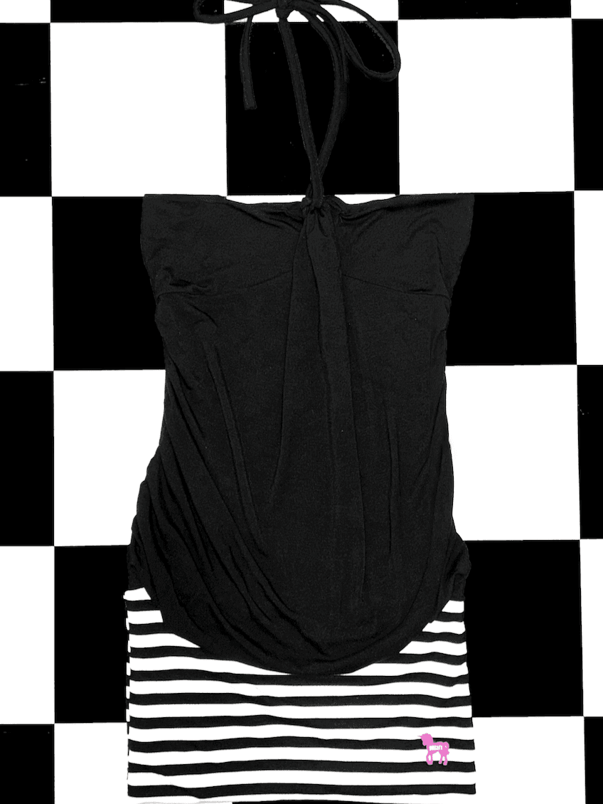 BALLOON HALTER DRESS IN BLACK