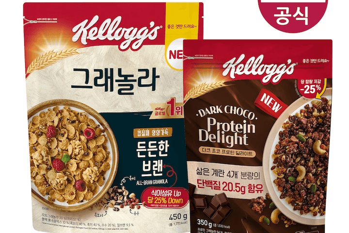 시리얼 다크초코 프로틴 딜라이트 350g + 브랜 그래놀라 450g