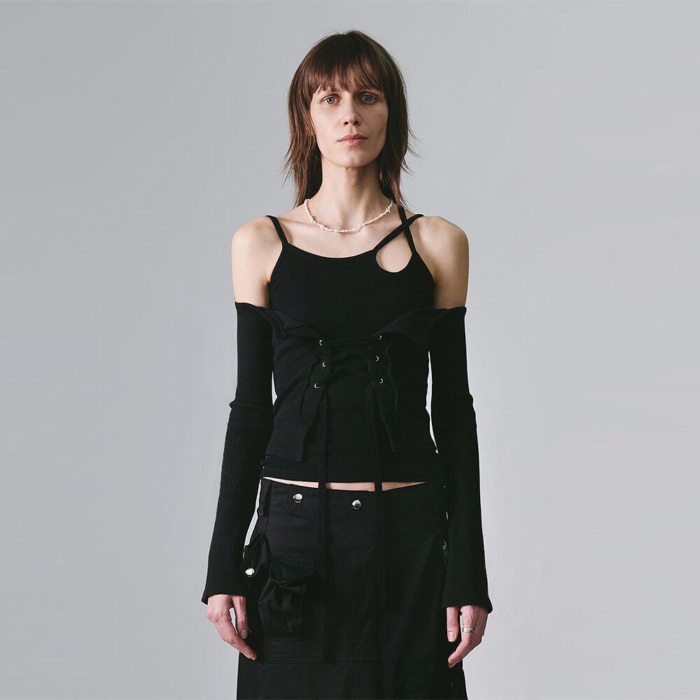 2-PIECE BUSTIER CARDIGAN [BLACK]