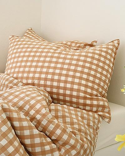 심플리 체크 시어서커 침구(오렌 베이지)
