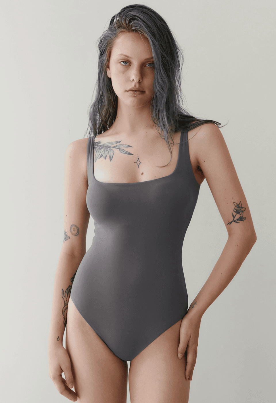 RVIS twoway swim onepiece pewter grey