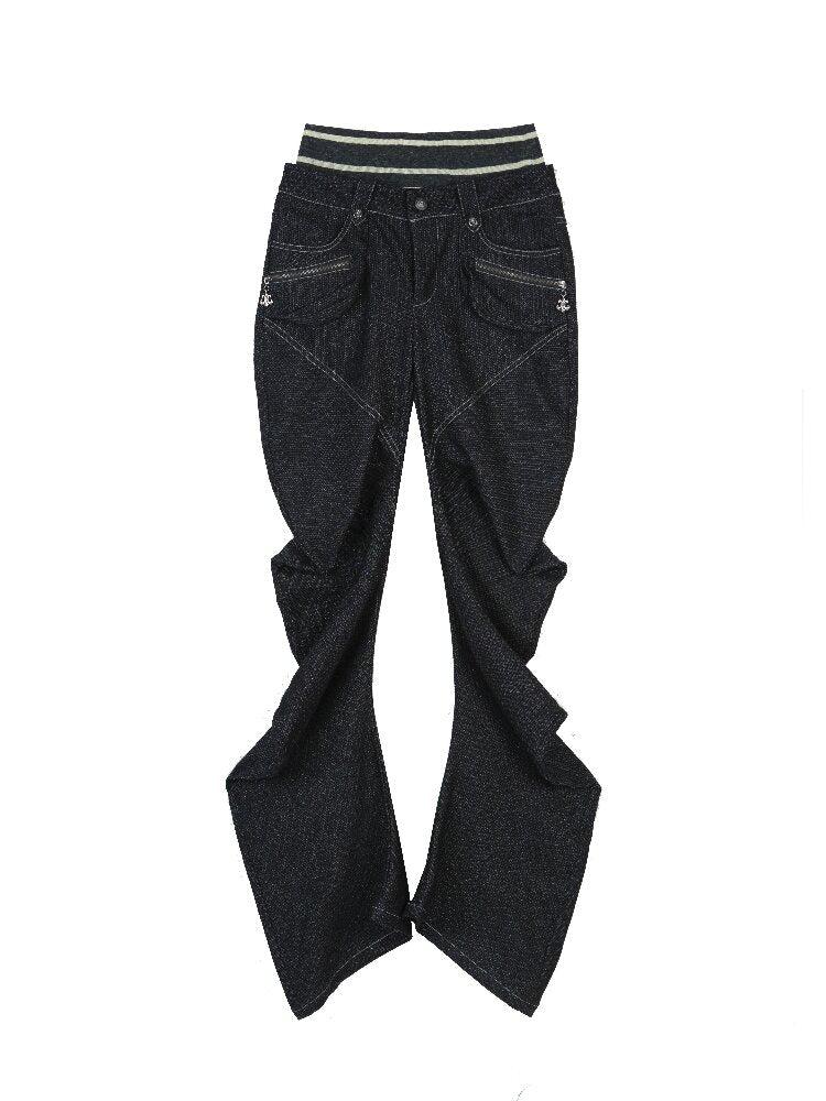 Double Waist Scimitar Denim Pants【s0000015945】