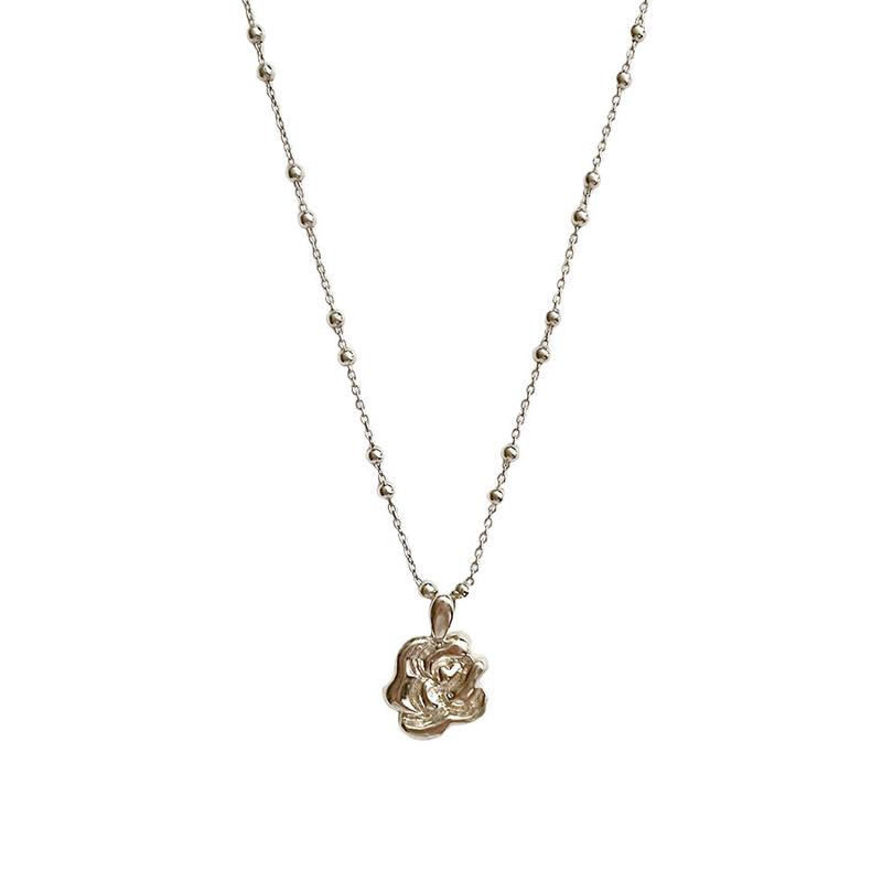deep rose ball chain necklace (Silver 925)