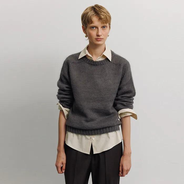 Kid Mohair Garment knit in Ash Brown