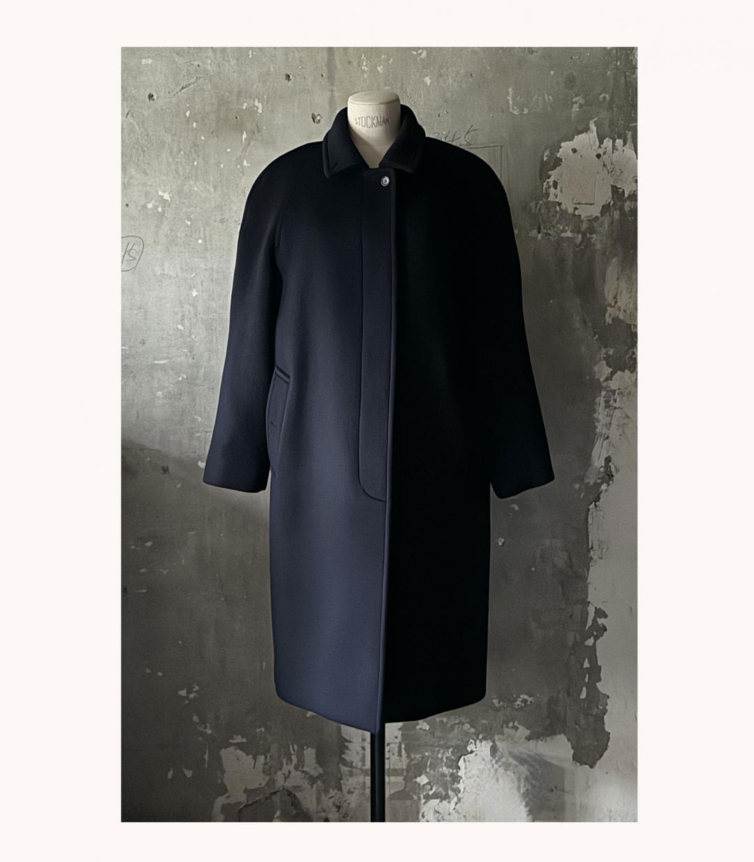 Wool cashmere navy balmacaan coat