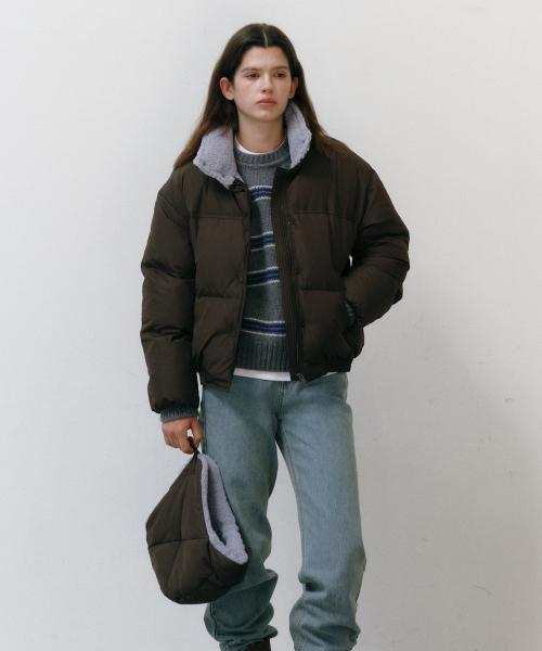 후드 옵션 덕 다운 브라운