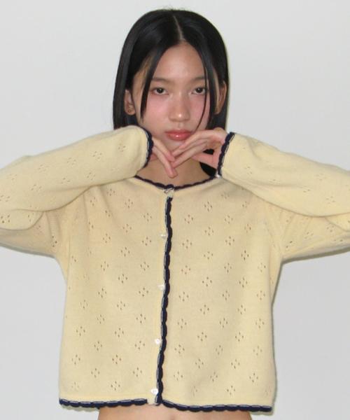 HEART BUTTON SCOTCH KNIT CARDIGAN SOFT YELLOW