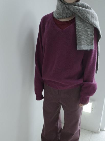 울 50 브이 니트 톱 (4c)