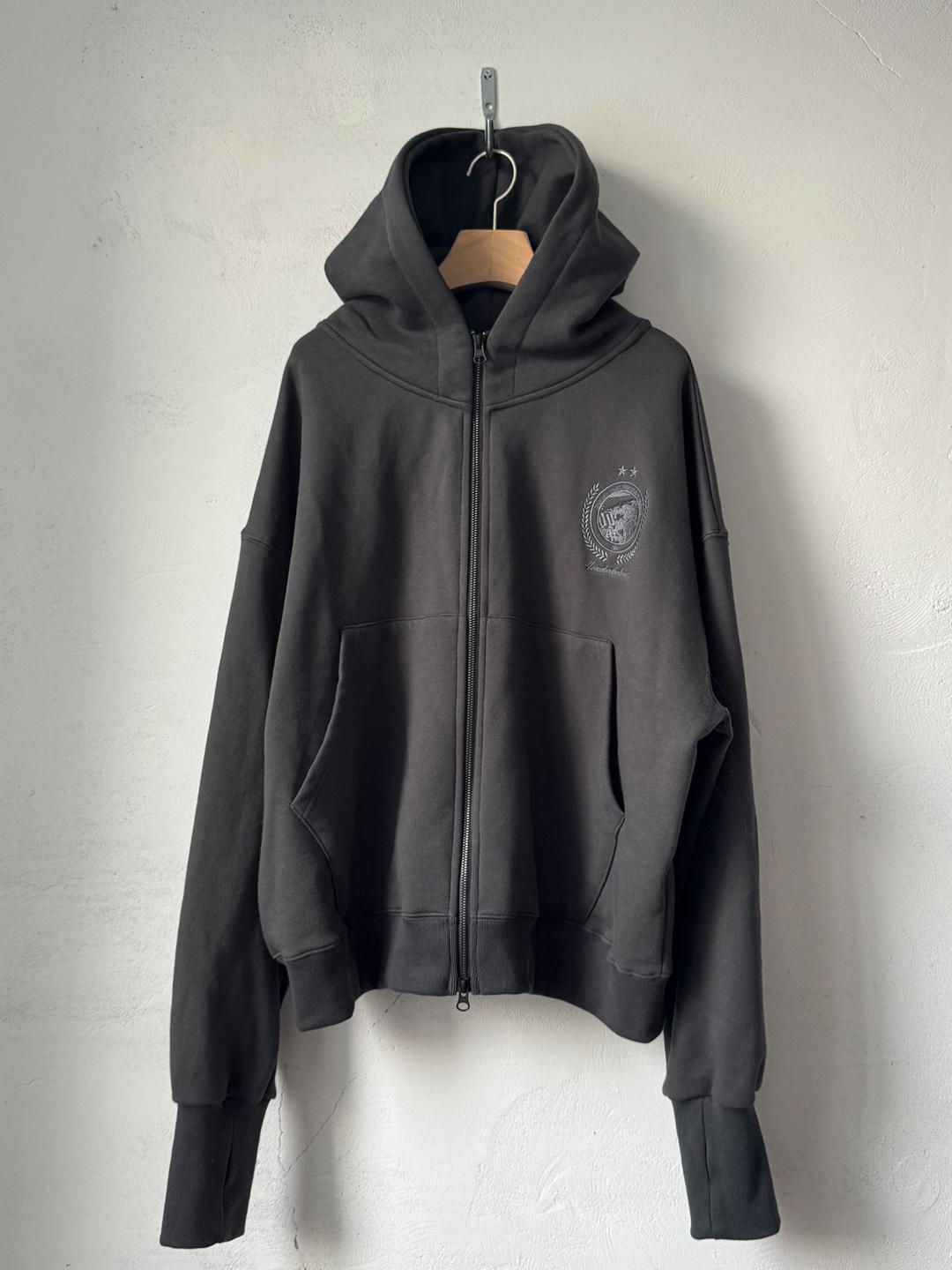symbol high neck hoodie zip-up (charcoal)