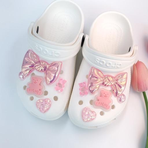 4컬러(10pcs)리본 곰돌이 크록스 지비츠세트