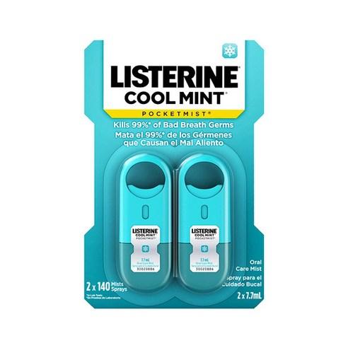 리스테린 쿨민트 포켓 미스트 스프레이_구강 청결제 구취 제거제 입냄새 제거제 먹는 가글 스프레이형 미스트형 구취 스프레이, 7.7ml, 2개