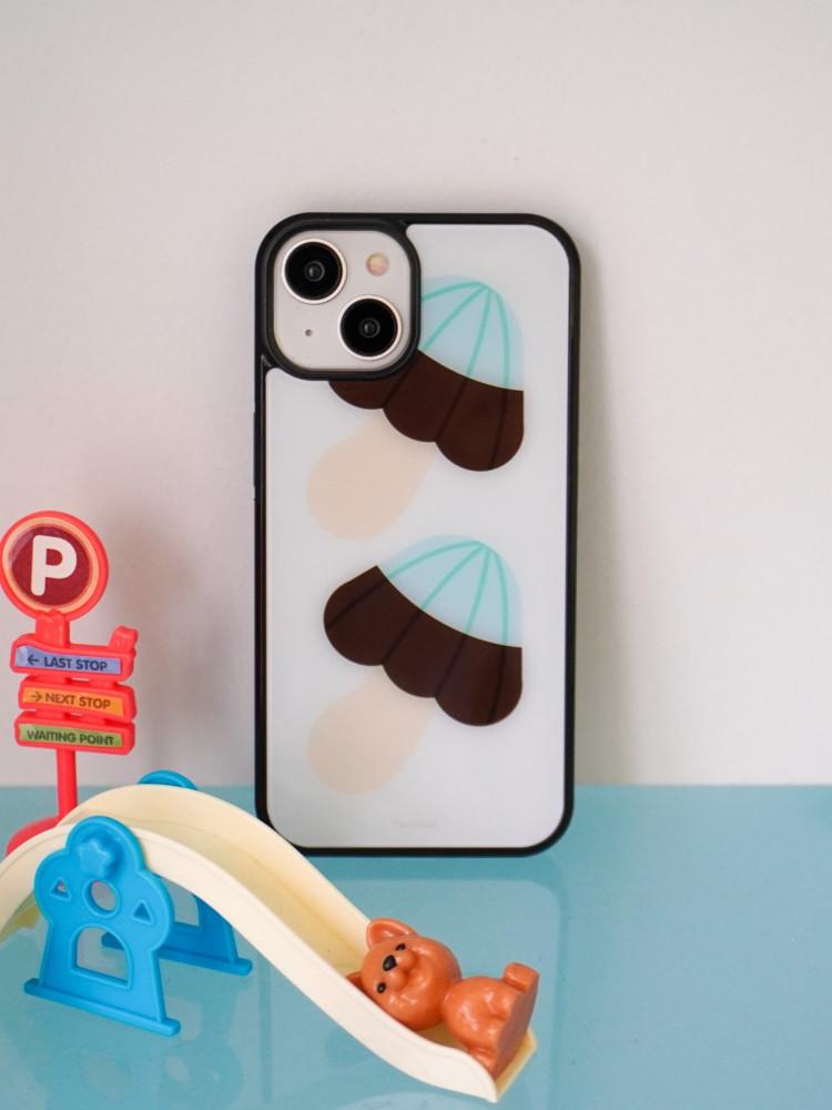 [글라스 범퍼 케이스] 민트초코 머쉬룸 아이폰 14