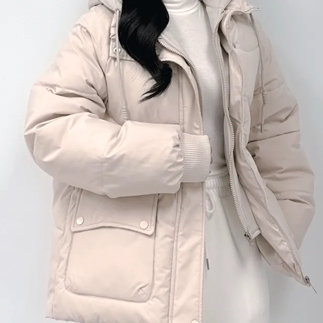 [이중 레이어드 후드 패딩] 웰론 하프 패딩 점퍼 자켓 후드집업 겨울 아우터 후드패딩 웰론패딩 하프패딩 숏패딩 레이어드패딩 레이어링패딩 후드집업패딩