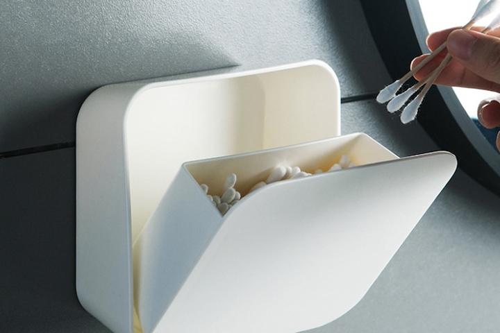 벽부착 사각 화이트 면봉케이스 화장솜 정리함