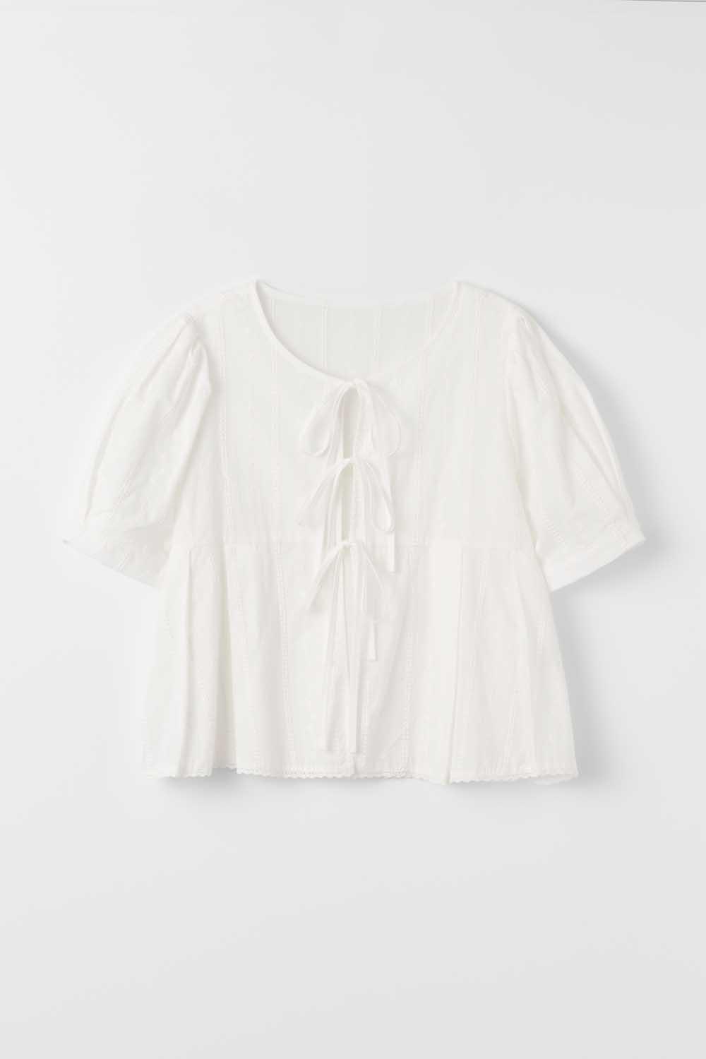 [7/1예약배송]S Lovely Silhouette Ribbon Blouse_White