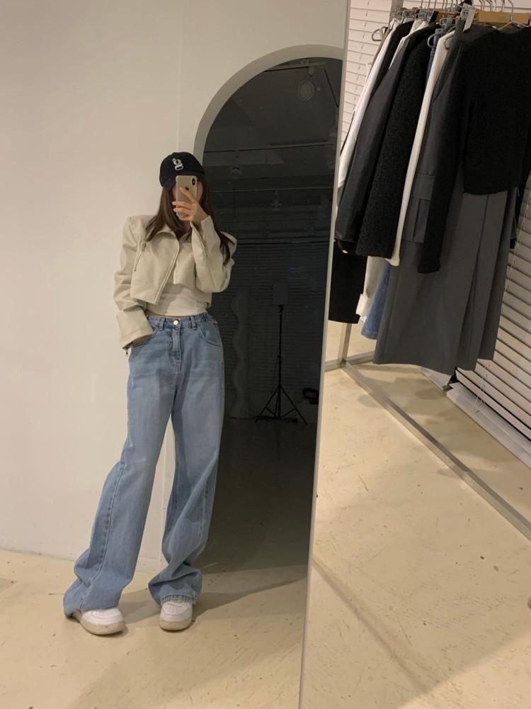 단추 힙걸 와이드팬츠