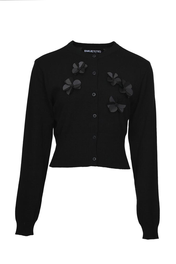 플라워 비즈 장식 니트 가디건