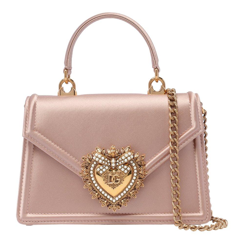 Dolce & Gabbana Foldover Top Small Satin Devotion Bag