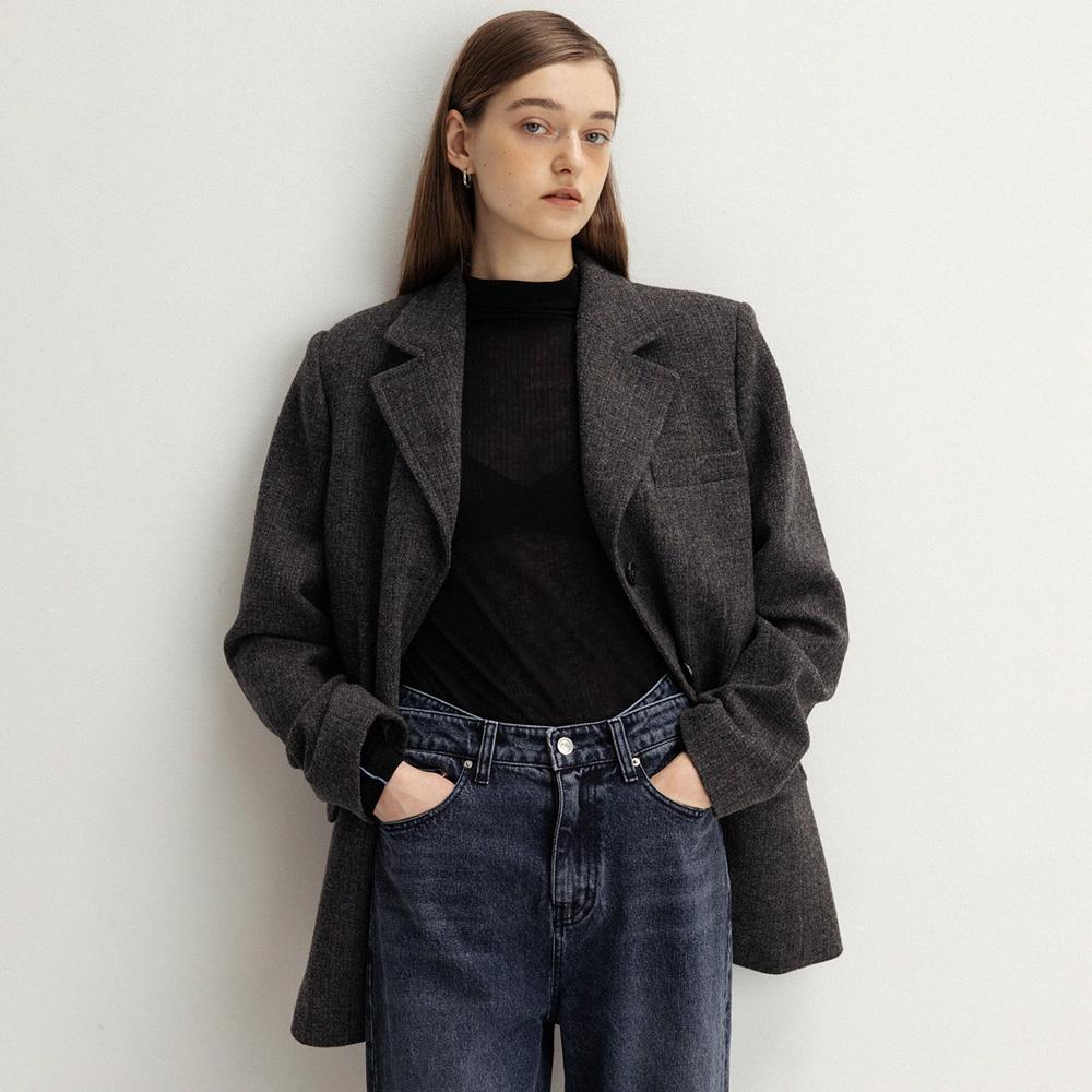 wool multi-color blazer (charcoal)