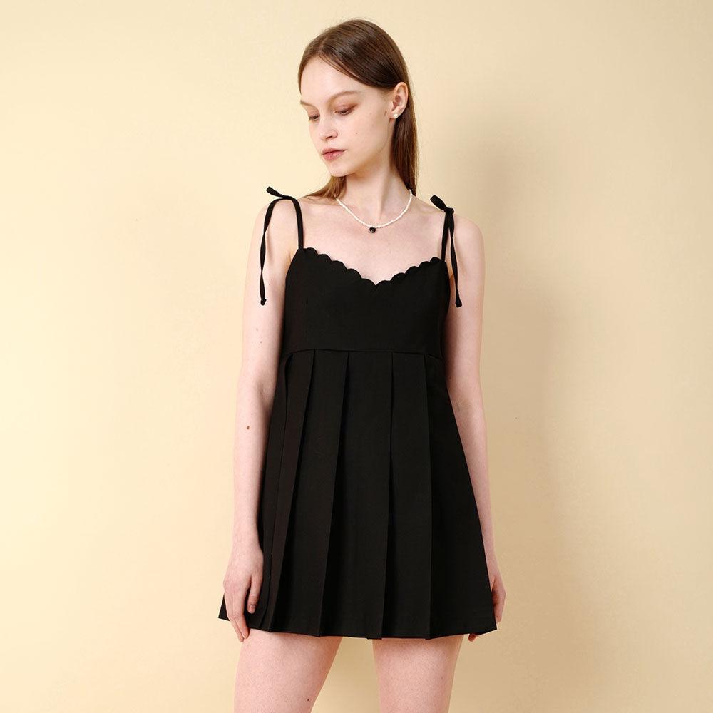 scallop pleats mini one-piece