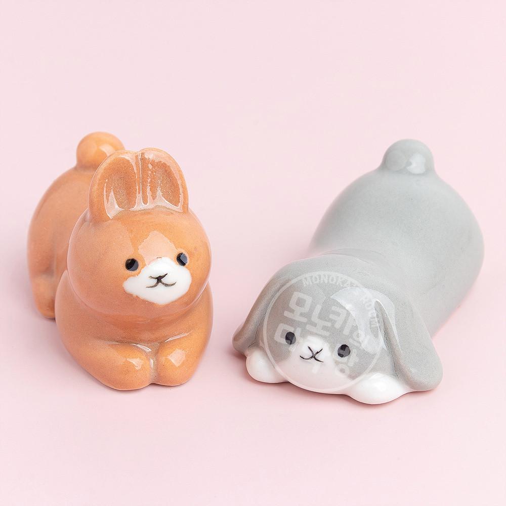 [토끼 시리즈] 우사모코 젓가락 받침 2종 세트 귀여운 도자기 수저 받침대