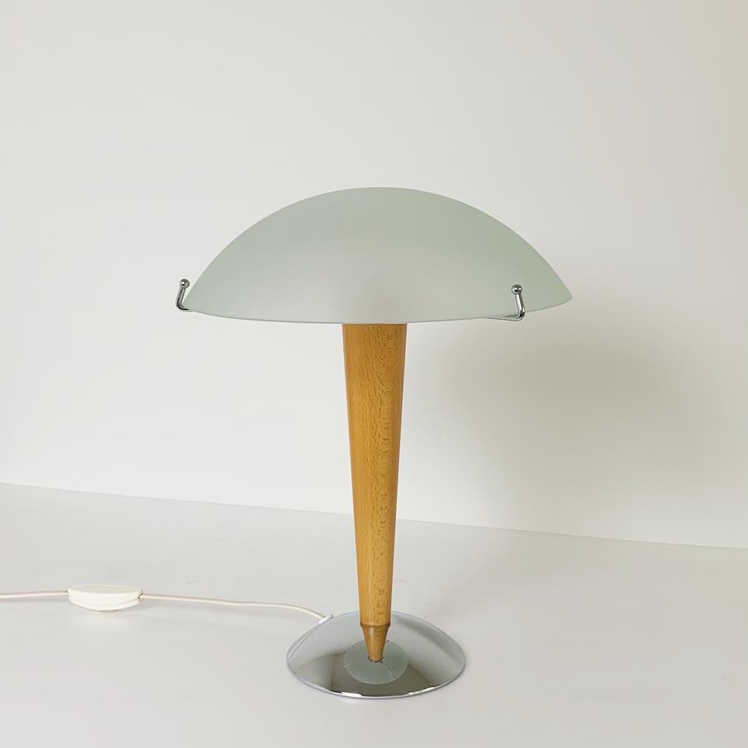 1990s vintage wooden mushroom lamp
