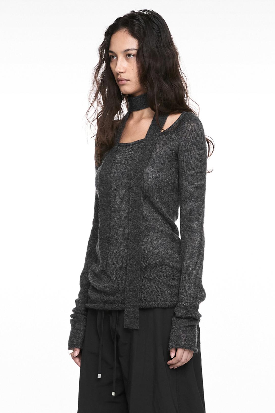 MIXED MUFFLER KNIT BLACK